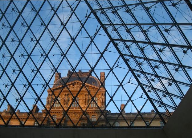 Looking Up from Inside the Louvre. Paris, France. Taken with Canon digital camera 
